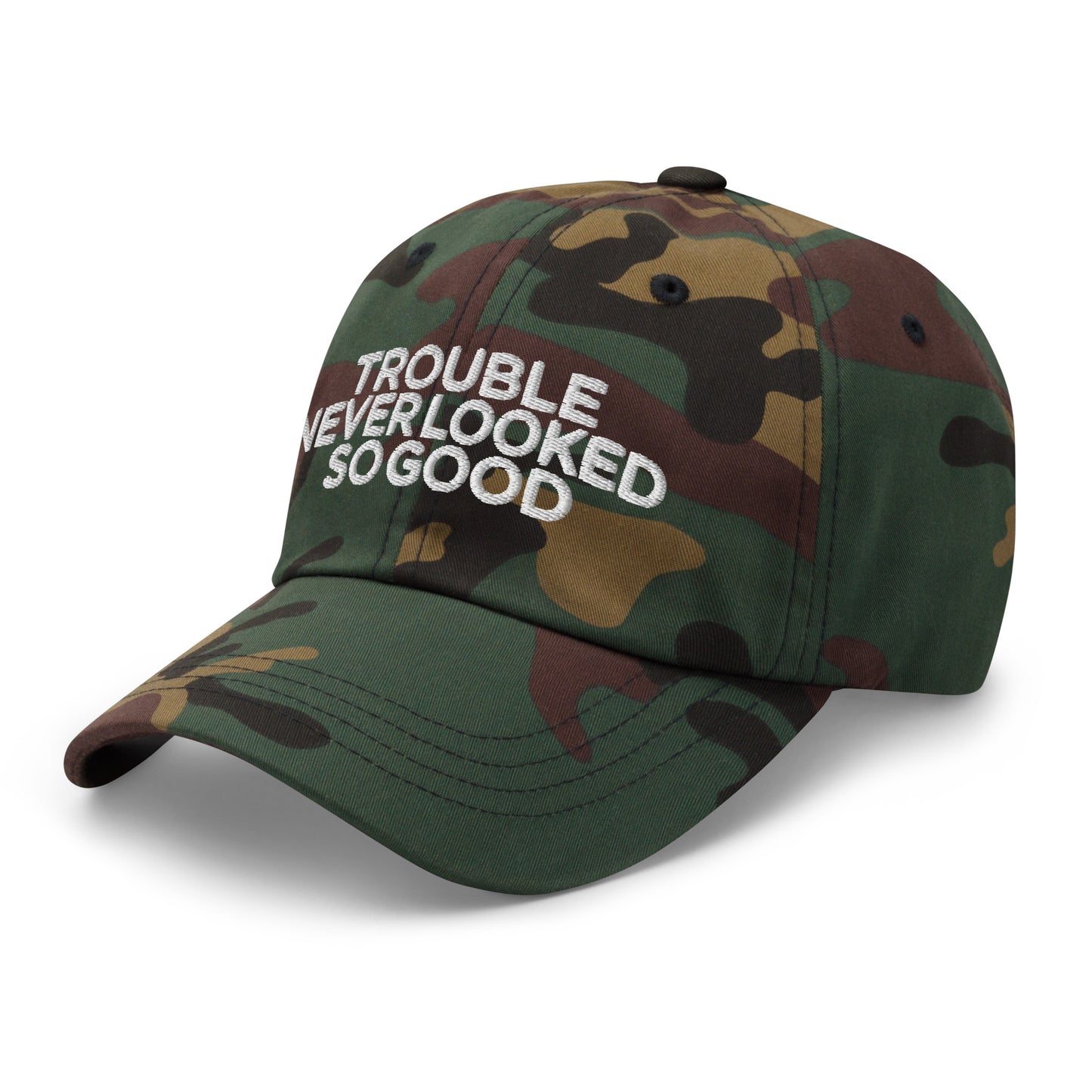 Trouble Never Looked So Good Baseball Cap FlexFit Curved Peak Dad Hat