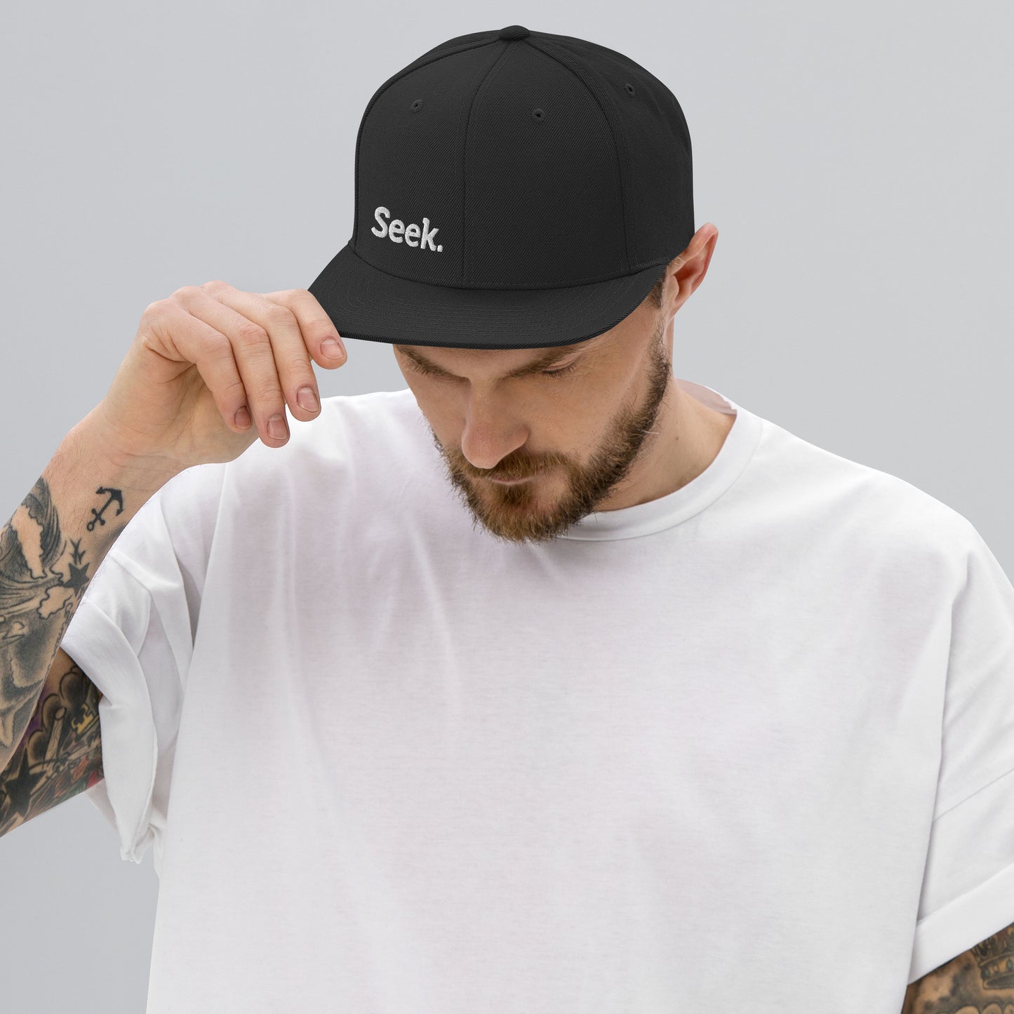 Seek Embroidered FlexFit Snapback Baseball Cap Flat Peak Hat