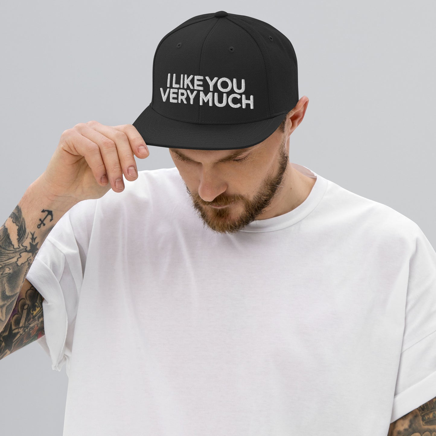 I Like You Very Much Embroidered FlexFit Snapback Baseball Cap Flat Peak Hat