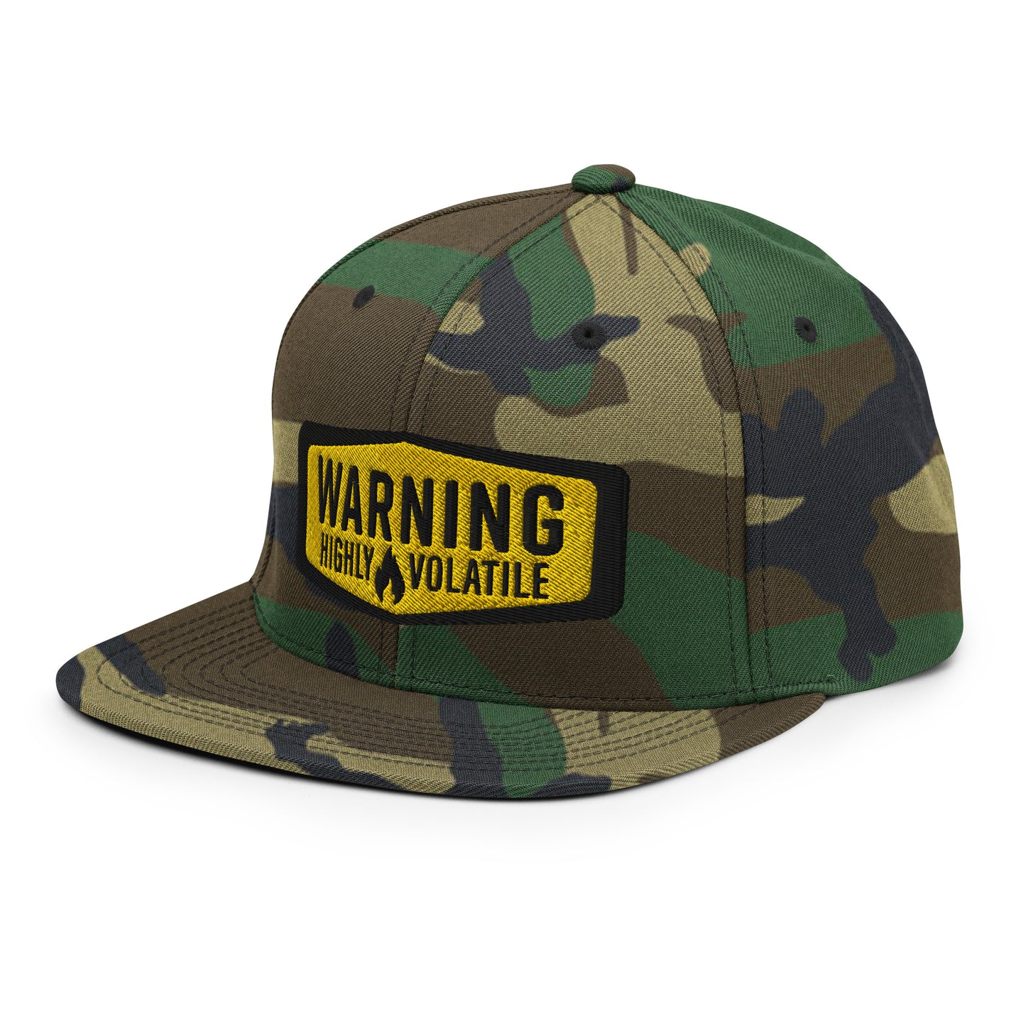 Warning Highly Volatile Embroidered Baseball Cap FlexFit Classic Snapback Flat Peak Hat