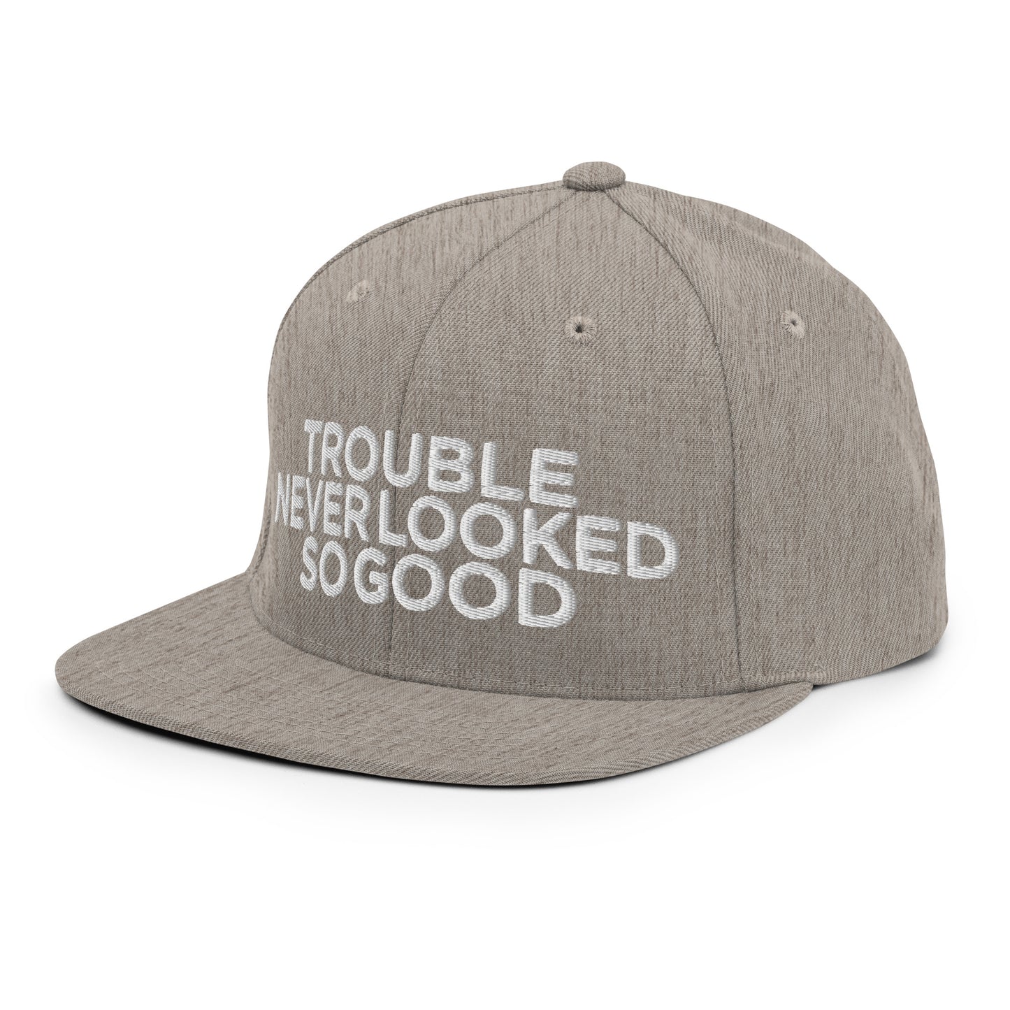 Trouble Never Looked So Good Embroidered FlexFit Snapback Baseball Cap Flat Peak Hat