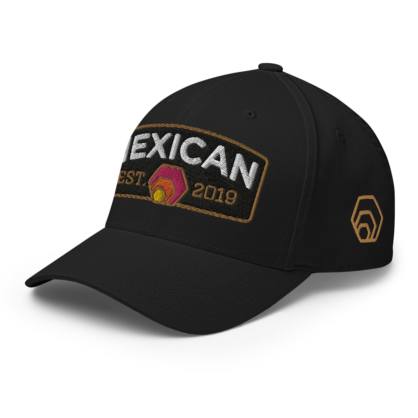 Hexican Est. 2019 Snapback Peak Hat Embroidered Hex Crypto Patch FlexFit OSFA Structured Curved Peak