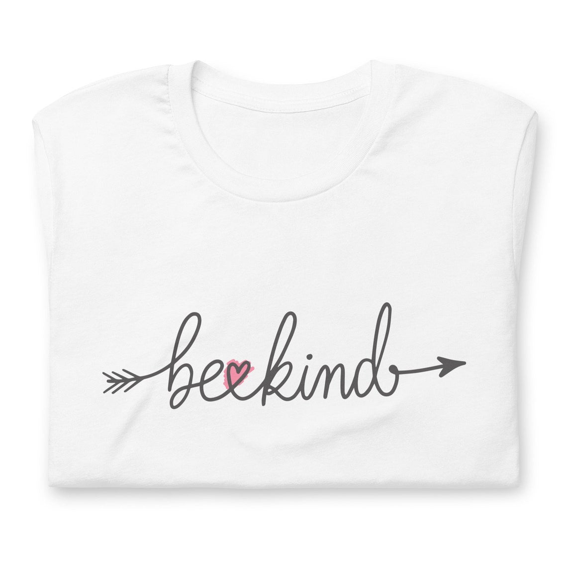 Be Kind Pink Heart Tee Graphic Shirt Bella + Canvas Unisex Short Sleeve T-Shirt