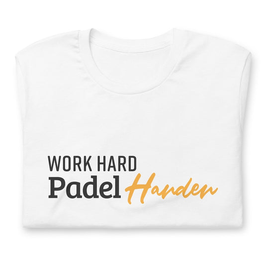 Work Hard Padel Harder Tshirt Graphic Tee Shirt Bella + Canvas Unisex Short Sleeve T-Shirt ( Yellow )