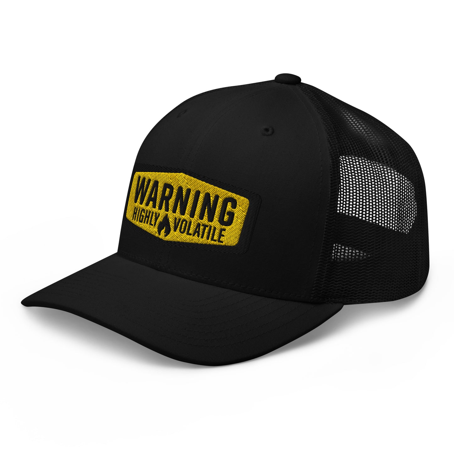 Warning Highly Volatile Embroidered Baseball Cap FlexFit Retro Trucker Hat