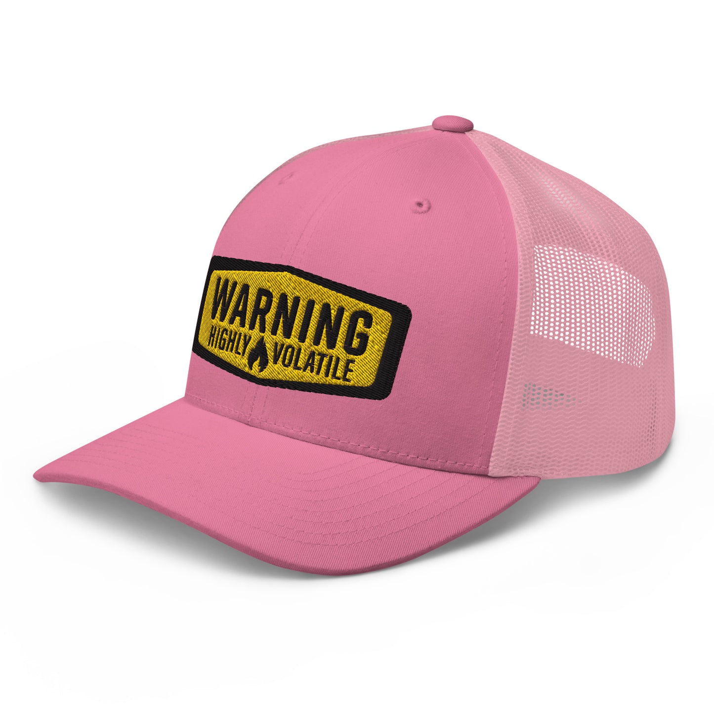 Warning Highly Volatile Embroidered Baseball Cap FlexFit Retro Trucker Hat