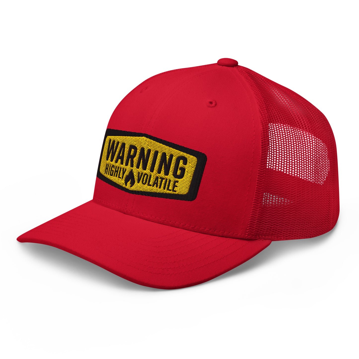 Warning Highly Volatile Embroidered Baseball Cap FlexFit Retro Trucker Hat