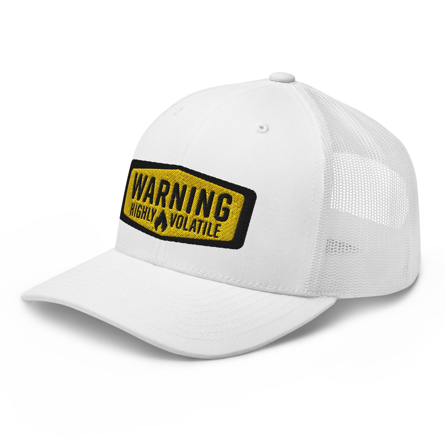 Warning Highly Volatile Embroidered Baseball Cap FlexFit Retro Trucker Hat