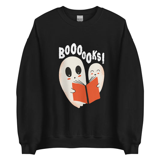 Booo Spooky Boooks Halloween Sweater Ghosts Reading a Book Unisex Fall Sweatshirt