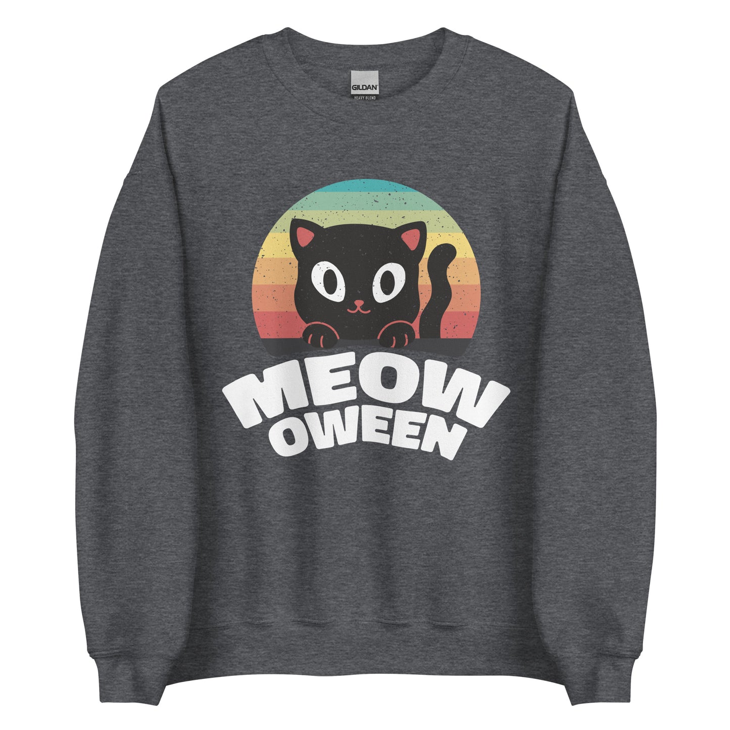 Meow-oween Halloween Sweater Unisex Cat Lover Fall Sweatshirt