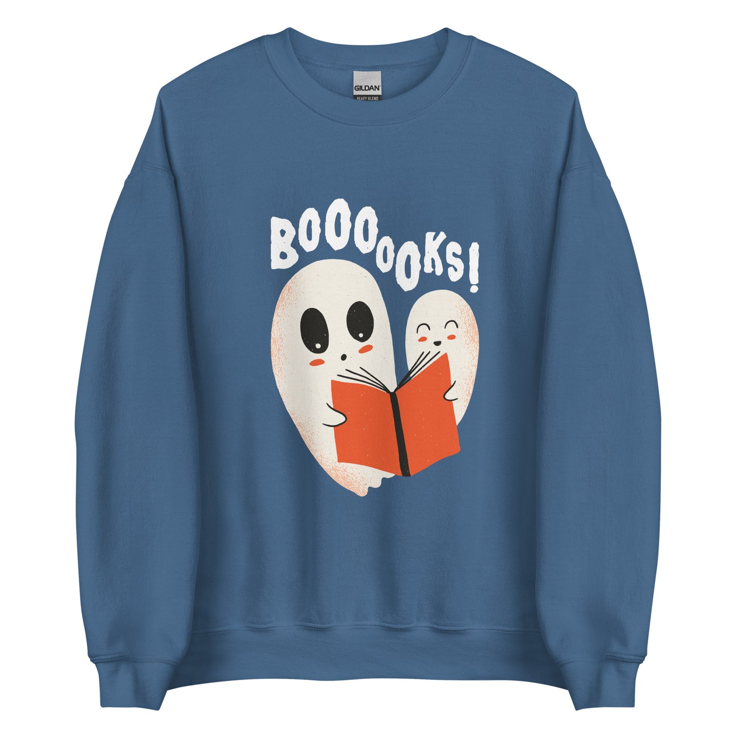 Booo Spooky Boooks Halloween Sweater Ghosts Reading a Book Unisex Fall Sweatshirt