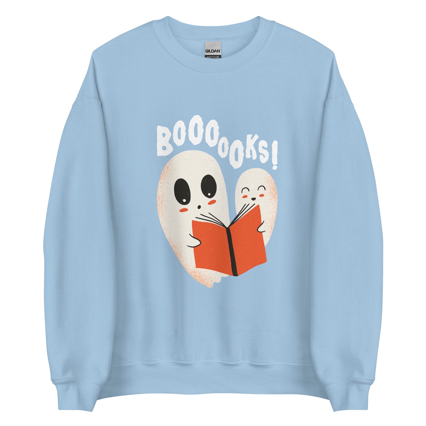 Booo Spooky Boooks Halloween Sweater Ghosts Reading a Book Unisex Fall Sweatshirt