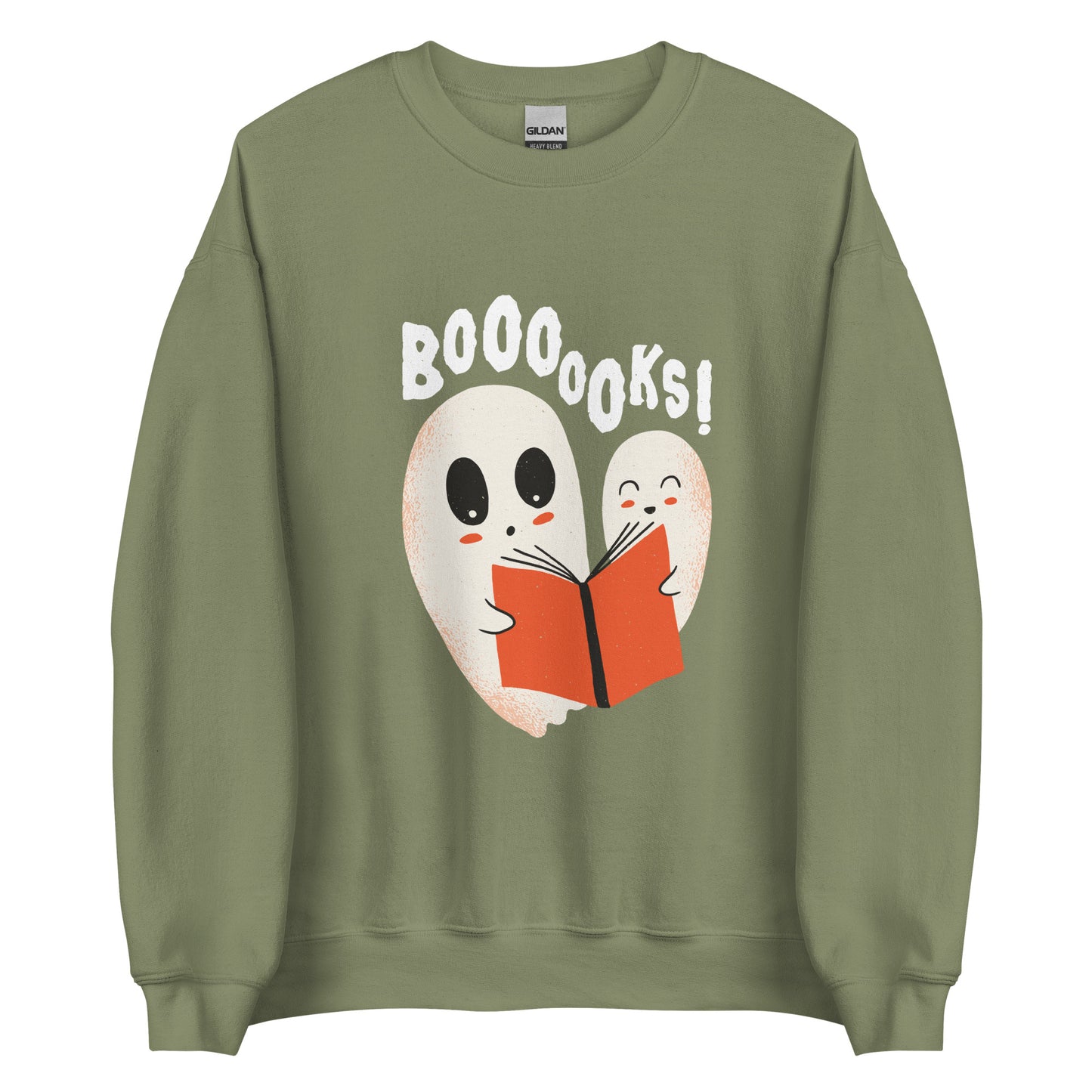 Booo Spooky Boooks Halloween Sweater Ghosts Reading a Book Unisex Fall Sweatshirt