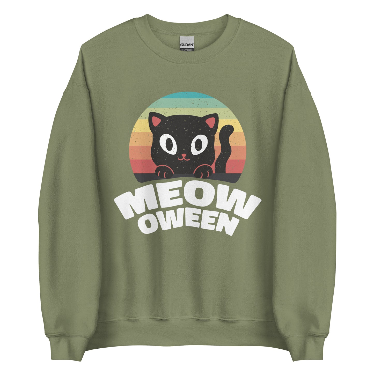 Meow-oween Halloween Sweater Unisex Cat Lover Fall Sweatshirt