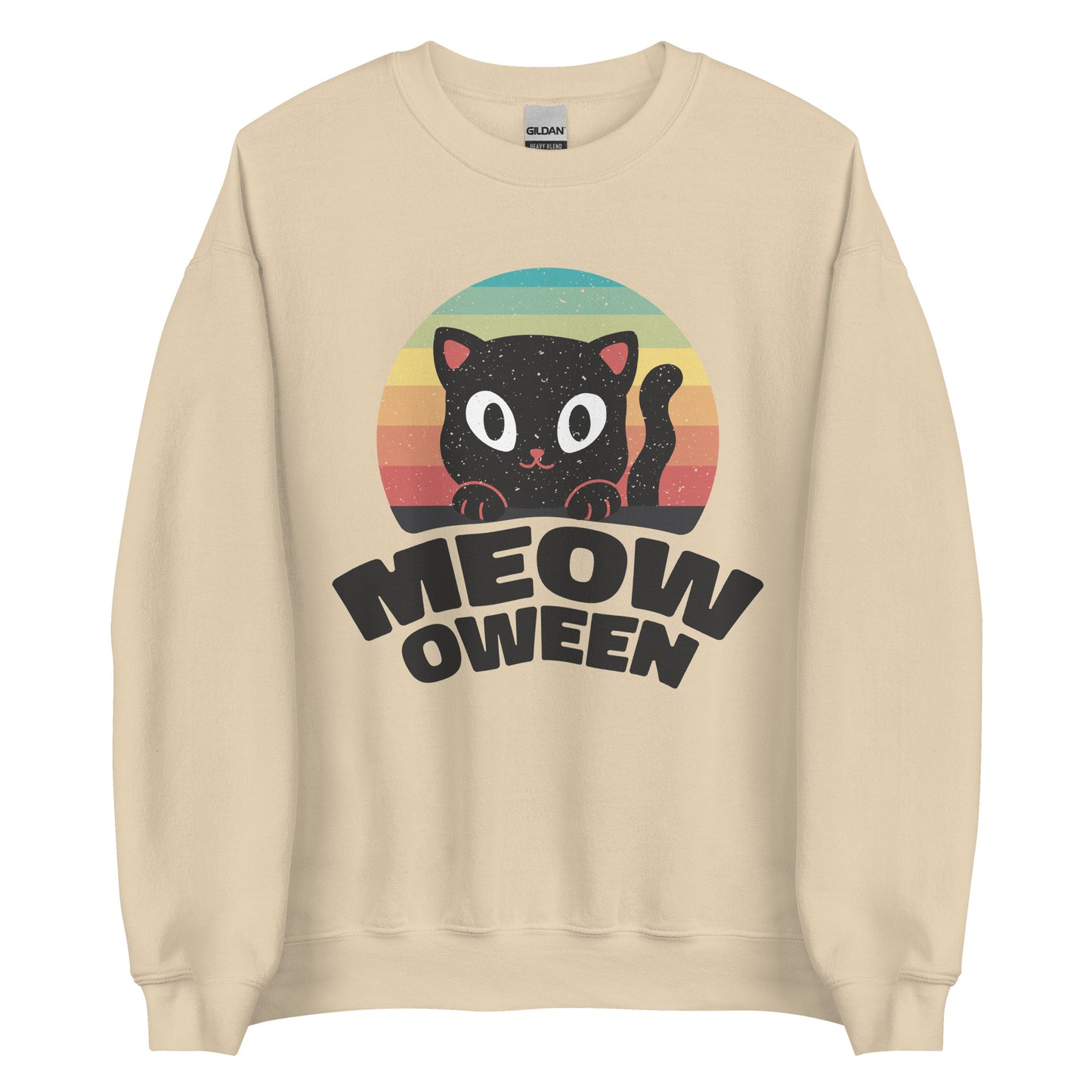 Meow-oween Halloween Sweater Unisex Cat Lover Fall Sweatshirt