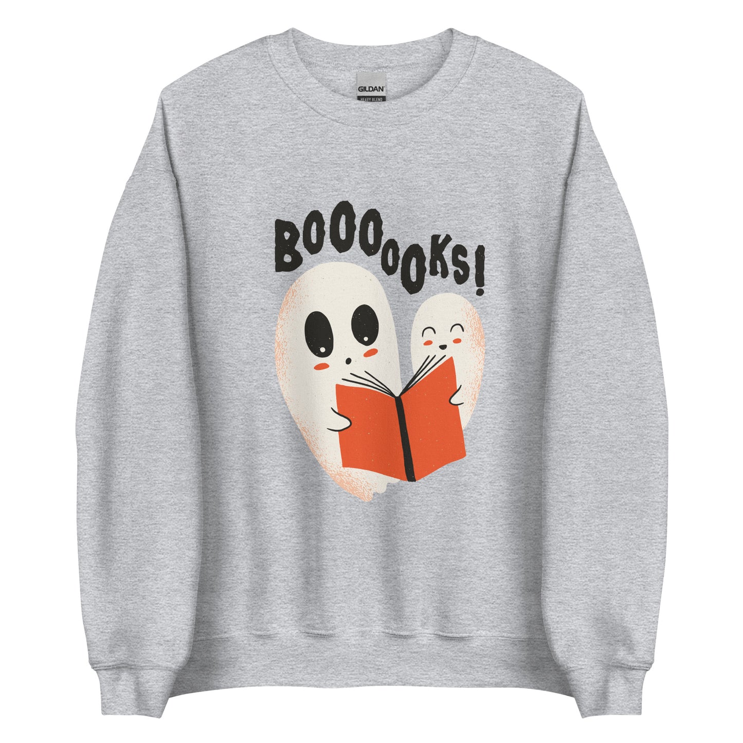 Booo Spooky Boooks Halloween Sweater Ghosts Reading a Book Unisex Fall Sweatshirt