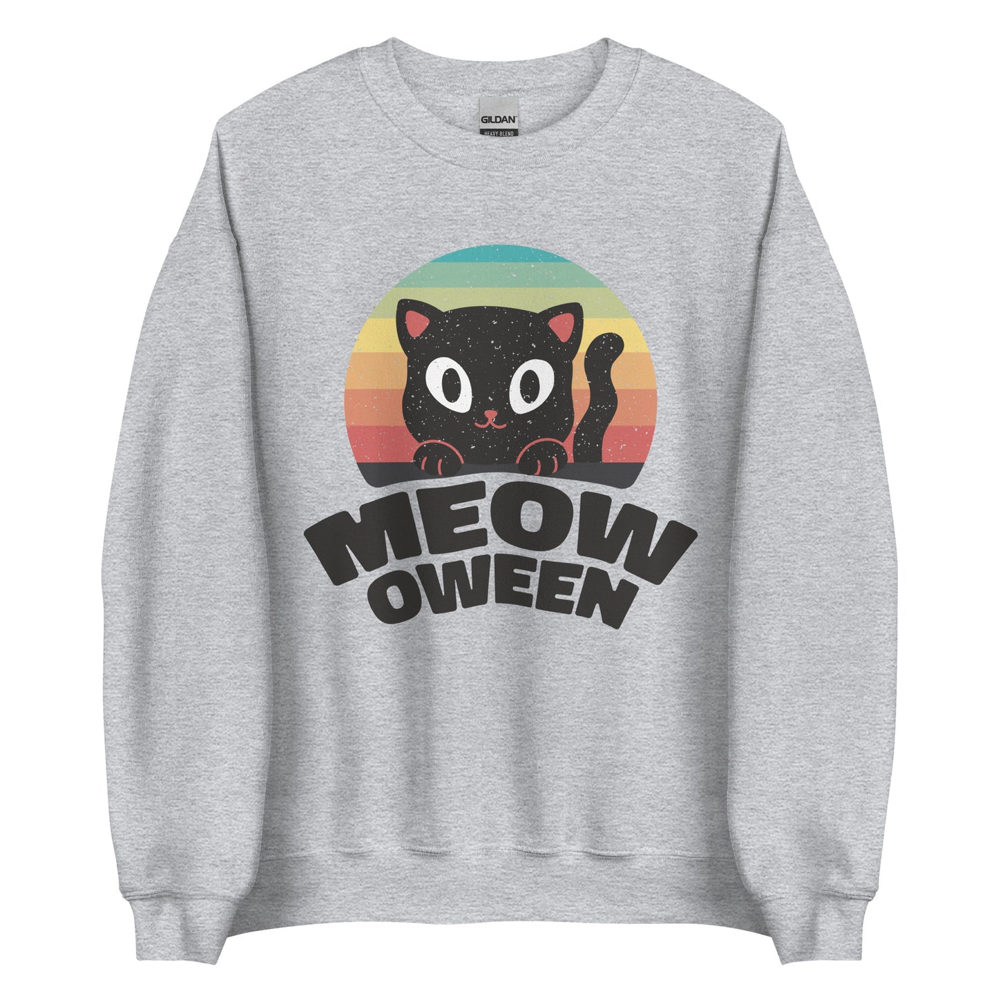 Meow-oween Halloween Sweater Unisex Cat Lover Fall Sweatshirt