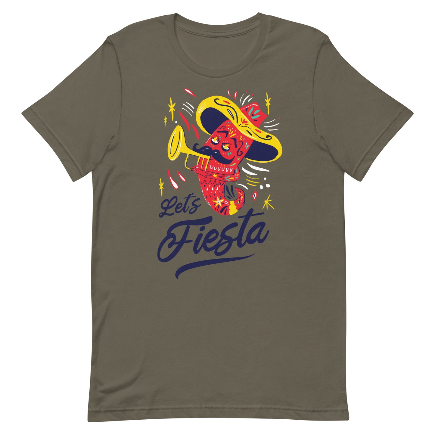 Let&#39;s Fiesta Cinco De Mayo Tshirt Graphic Tee Shirt Bella + Canvas Unisex Short Sleeve T-Shirt