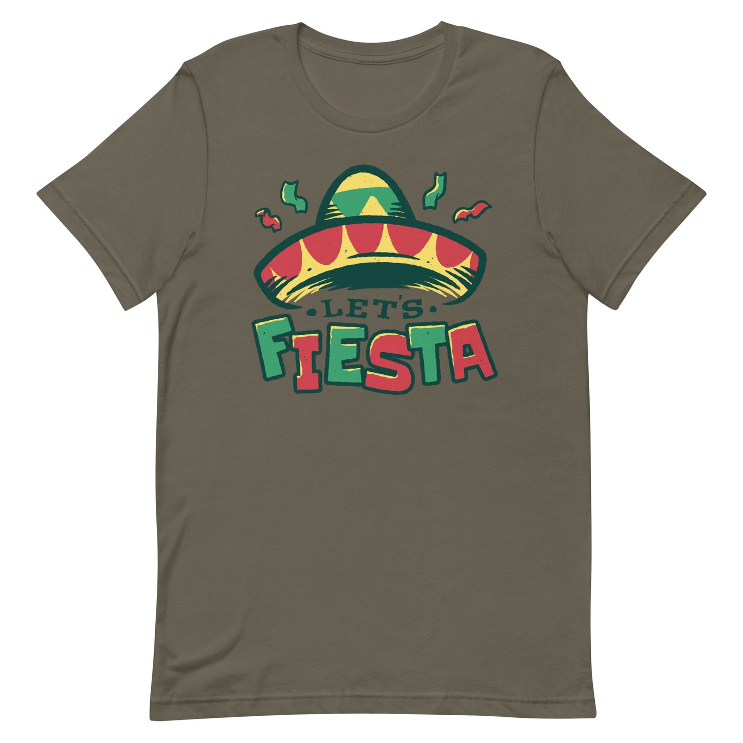 Let&#39;s Fiesta Tshirt Cinco De Mayo Graphic Tee Shirt Bella + Canvas Unisex Short Sleeve T-Shirt