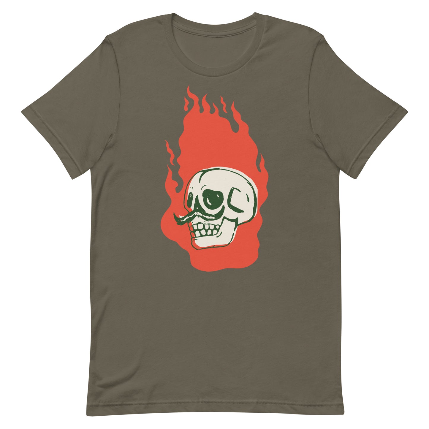 Mexican Flaming Skull Cinco De Mayo Tshirt Graphic Tee Shirt Bella + Canvas Unisex Short Sleeve T-Shirt