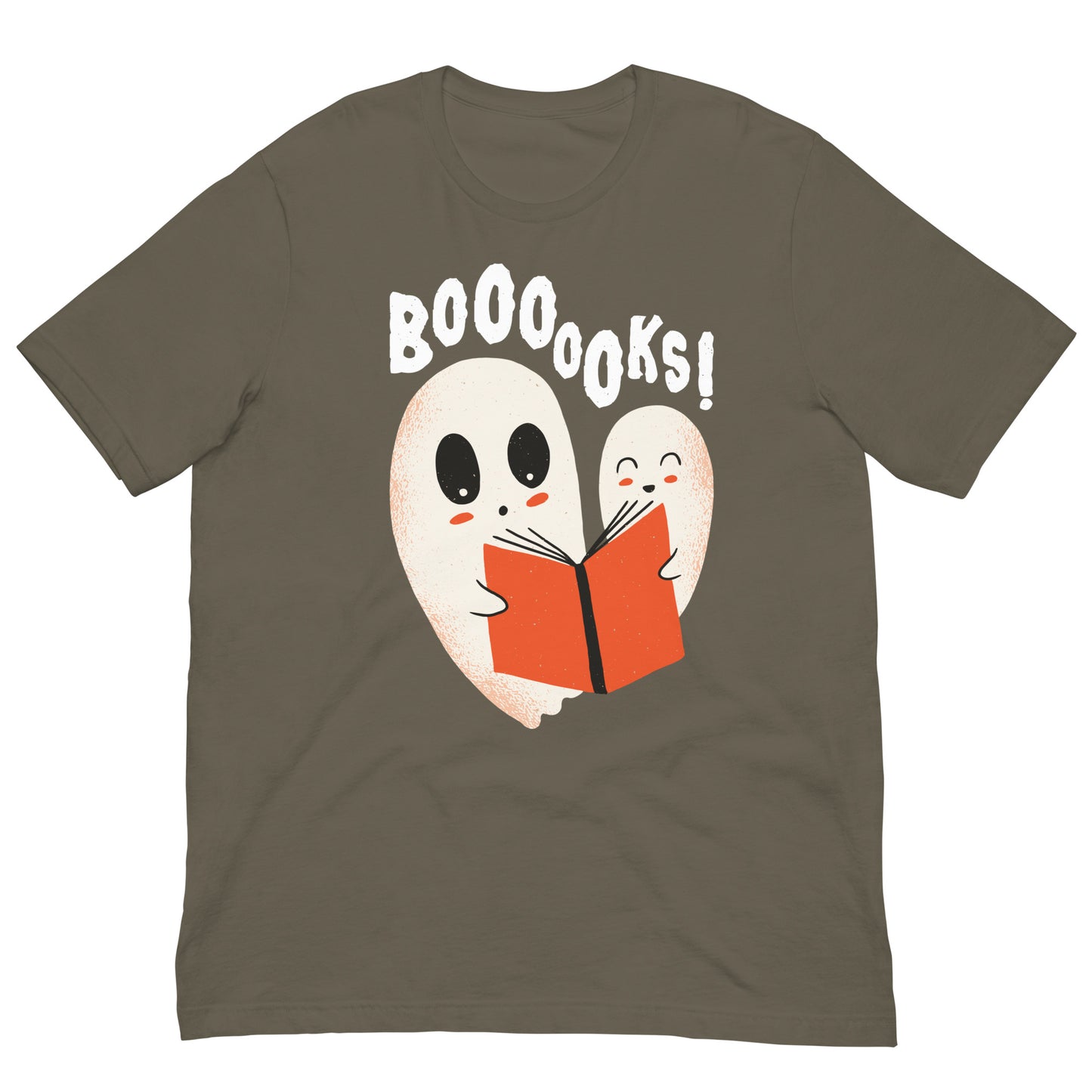 Booo Spooky Boooks Halloween Ghosts Reading a Book Tshirt Graphic Tee Shirt Bella + Canvas Unisex Short Sleeve T-Shirt