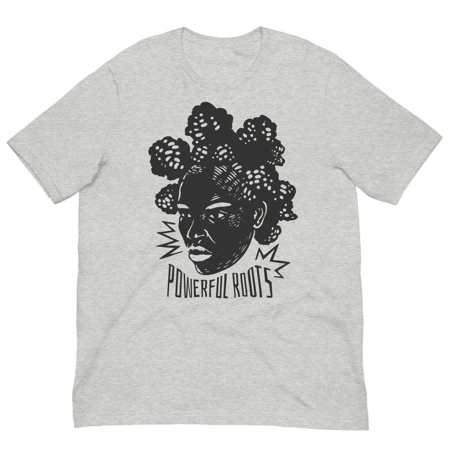 Powerful Roots Afro Graphic Tee Black History Month Shirt Bella + Canvas Unisex Short Sleeve T-Shirt