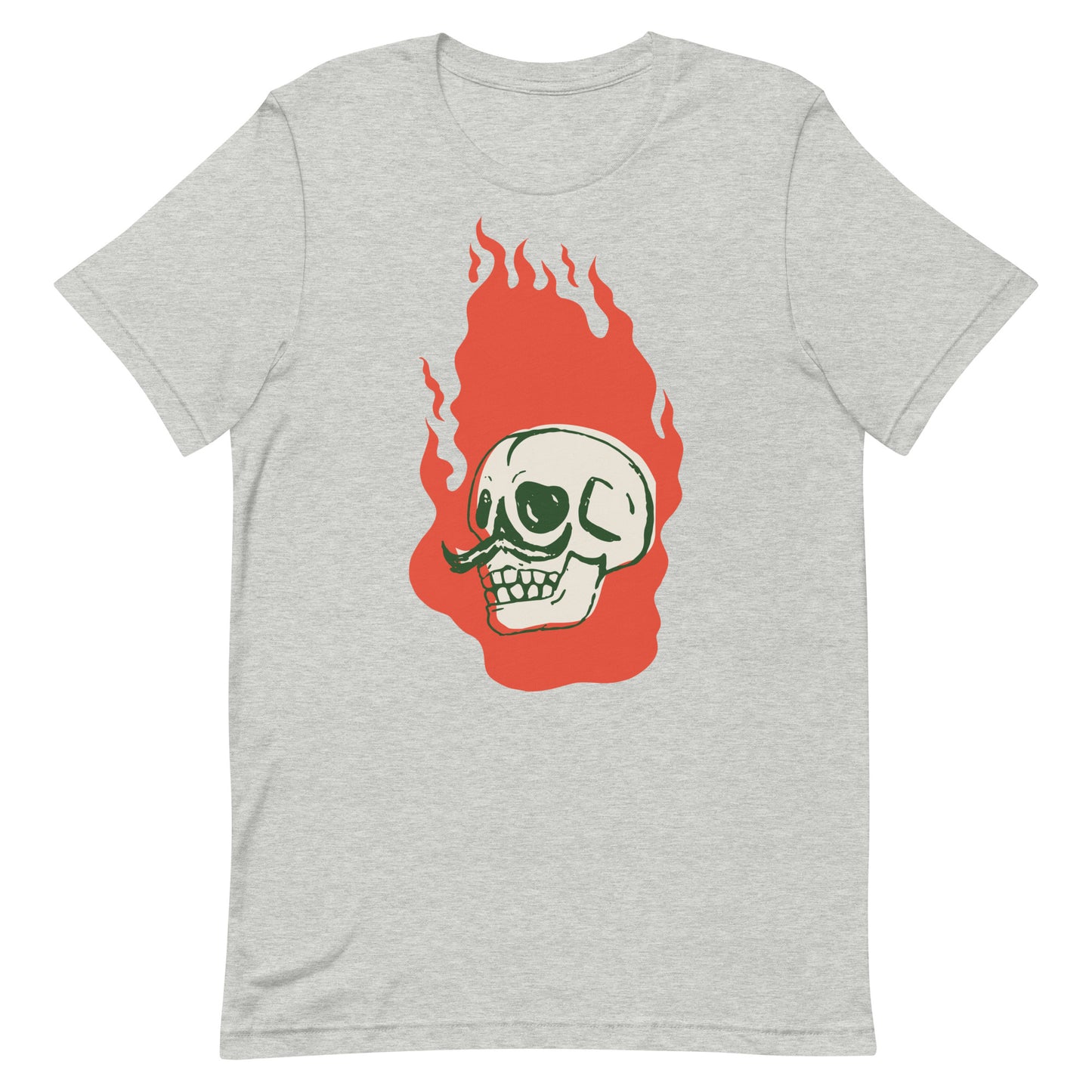 Mexican Flaming Skull Cinco De Mayo Tshirt Graphic Tee Shirt Bella + Canvas Unisex Short Sleeve T-Shirt