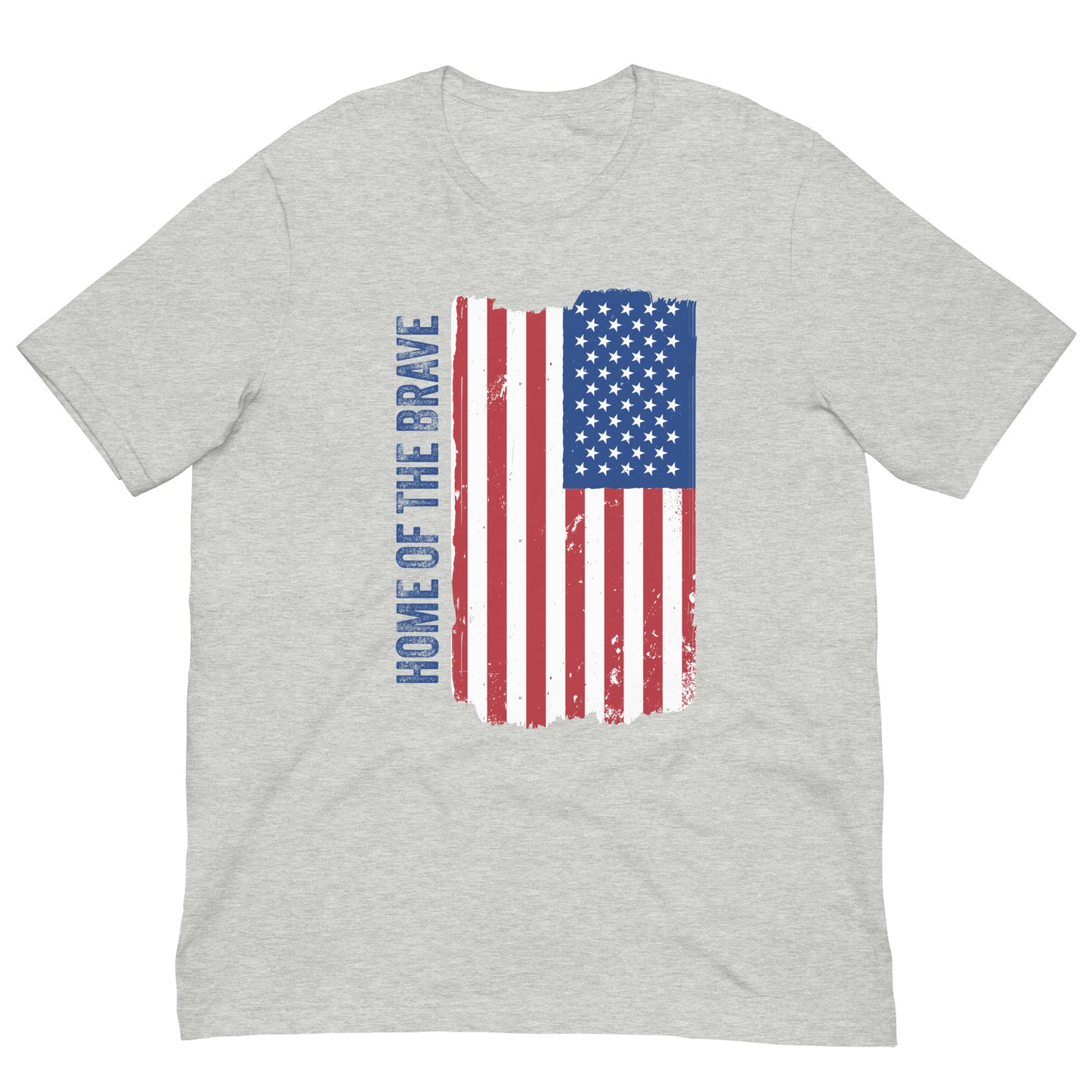 Home of the Brave USA Flag Tee Patriotic US American 4th of July Graphic Tee Shirt Bella + Canvas Unisex Short Sleeve T-Shirt