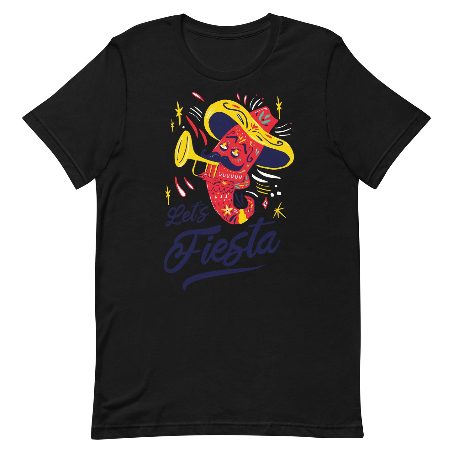 Let&#39;s Fiesta Cinco De Mayo Tshirt Graphic Tee Shirt Bella + Canvas Unisex Short Sleeve T-Shirt