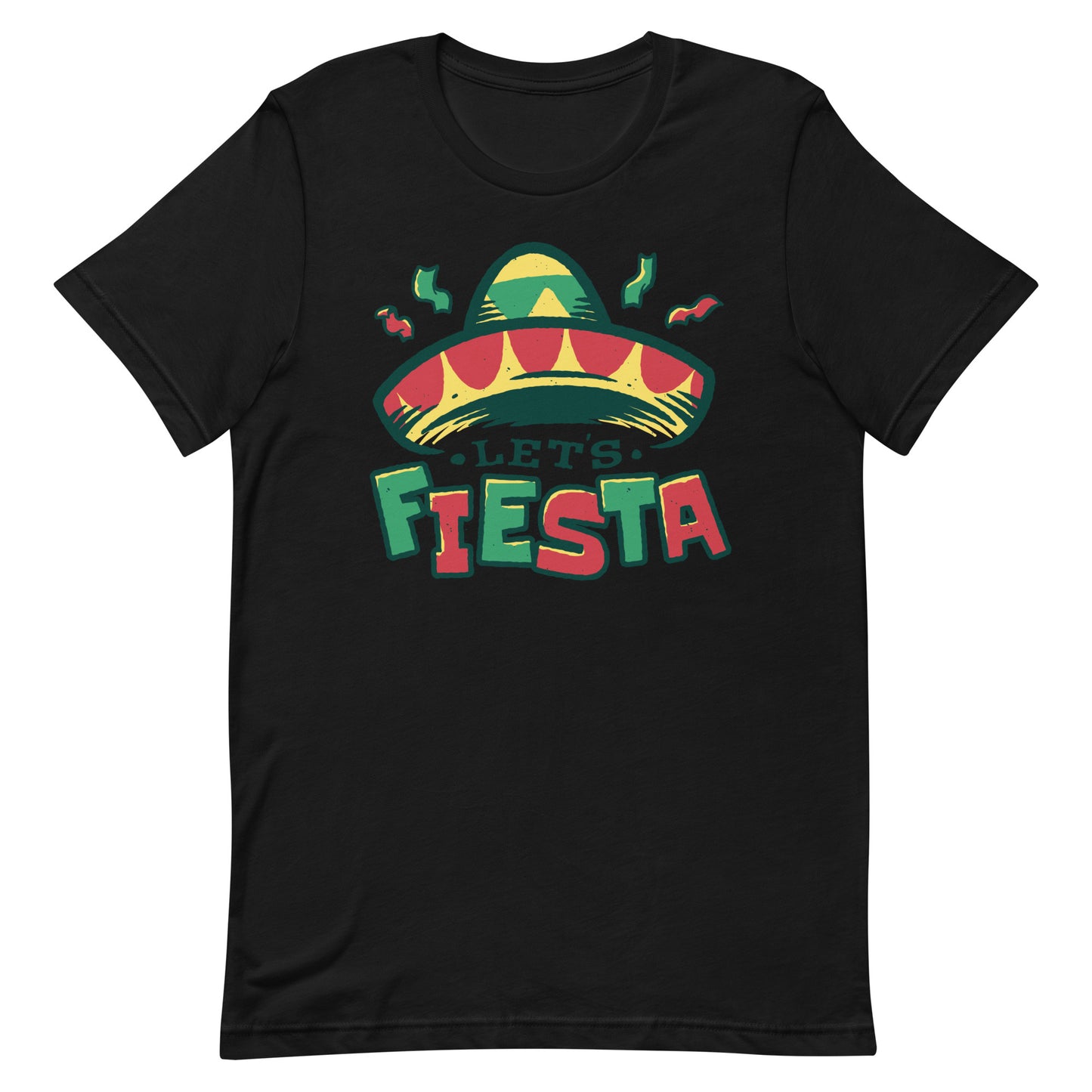 Let&#39;s Fiesta Tshirt Cinco De Mayo Graphic Tee Shirt Bella + Canvas Unisex Short Sleeve T-Shirt