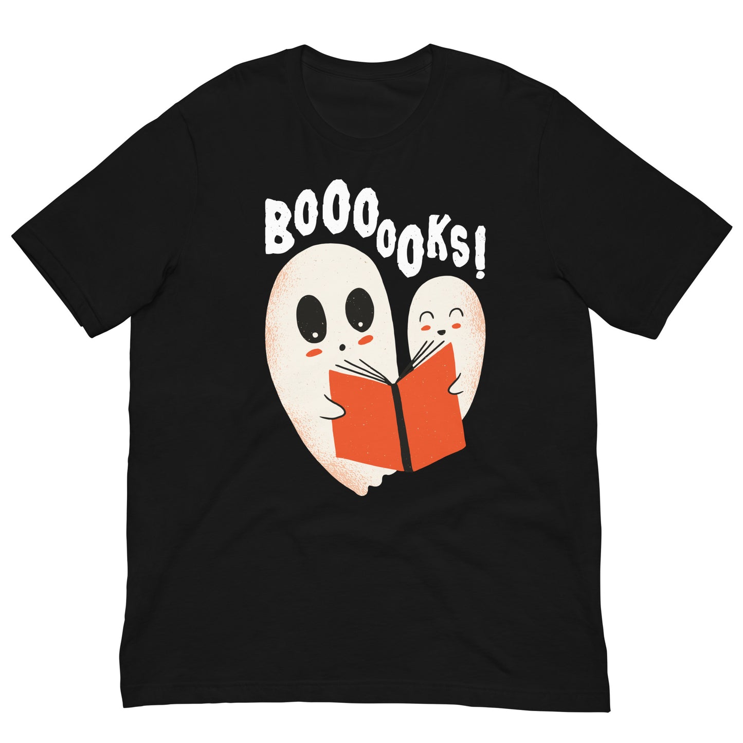 Booo Spooky Boooks Halloween Ghosts Reading a Book Tshirt Graphic Tee Shirt Bella + Canvas Unisex Short Sleeve T-Shirt