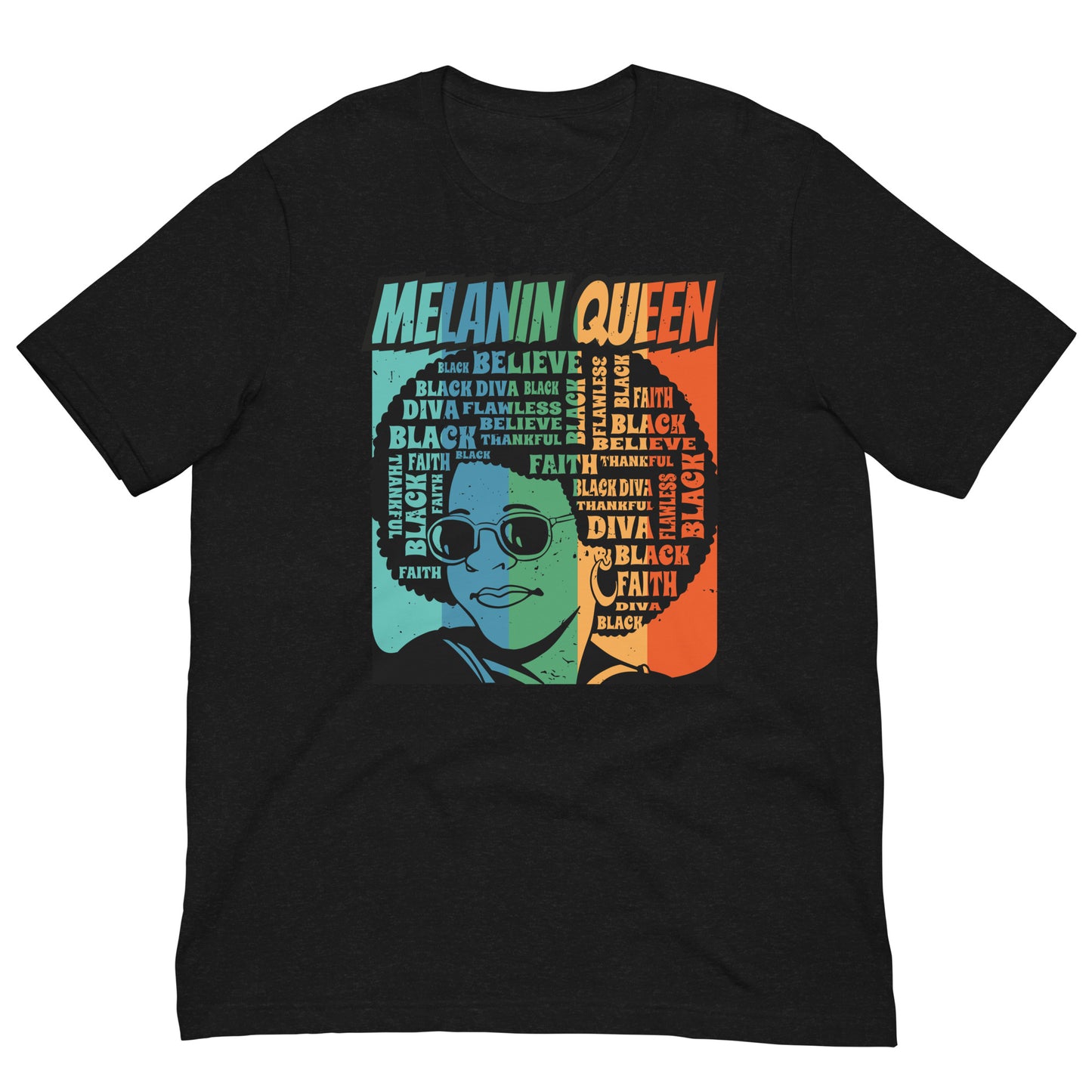 Melanine Queen Black History Month Graphic Tee Shirt Bella + Canvas Unisex Short Sleeve T-Shirt