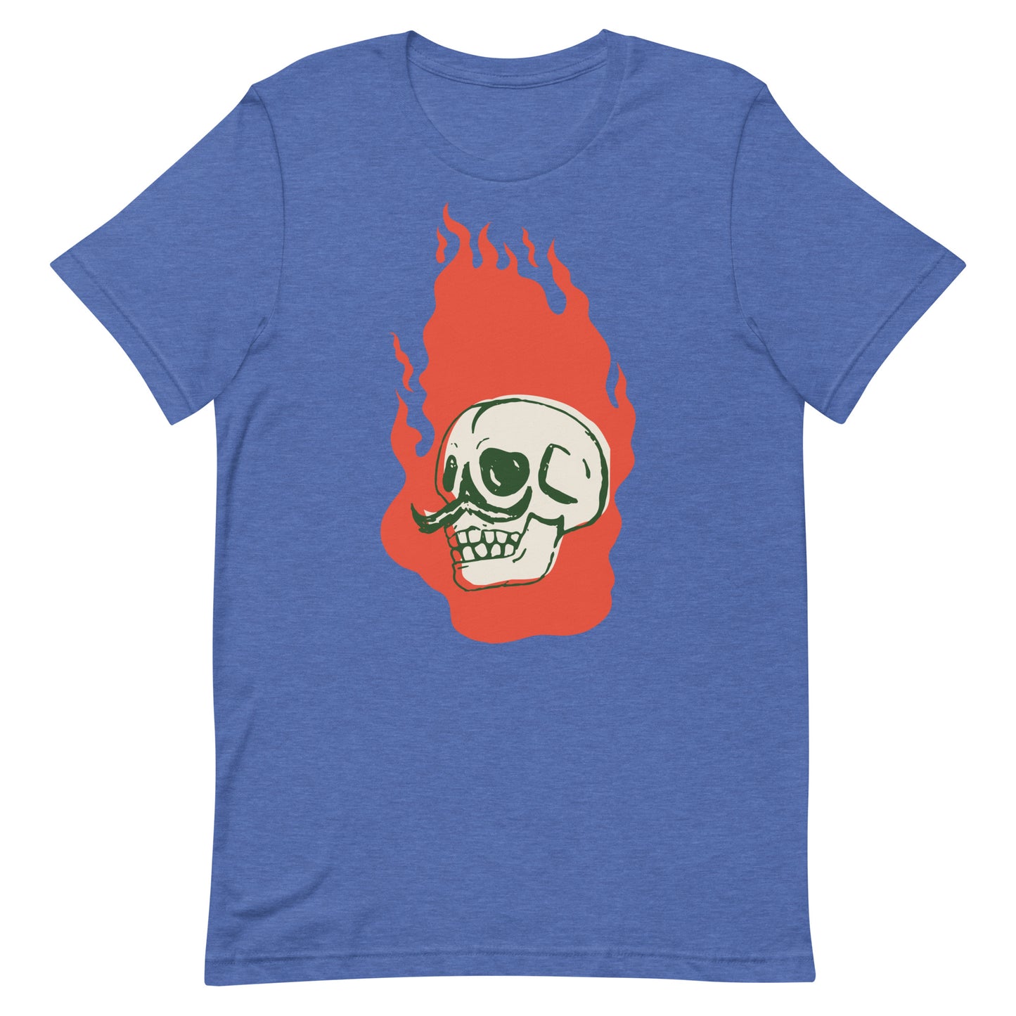 Mexican Flaming Skull Cinco De Mayo Tshirt Graphic Tee Shirt Bella + Canvas Unisex Short Sleeve T-Shirt