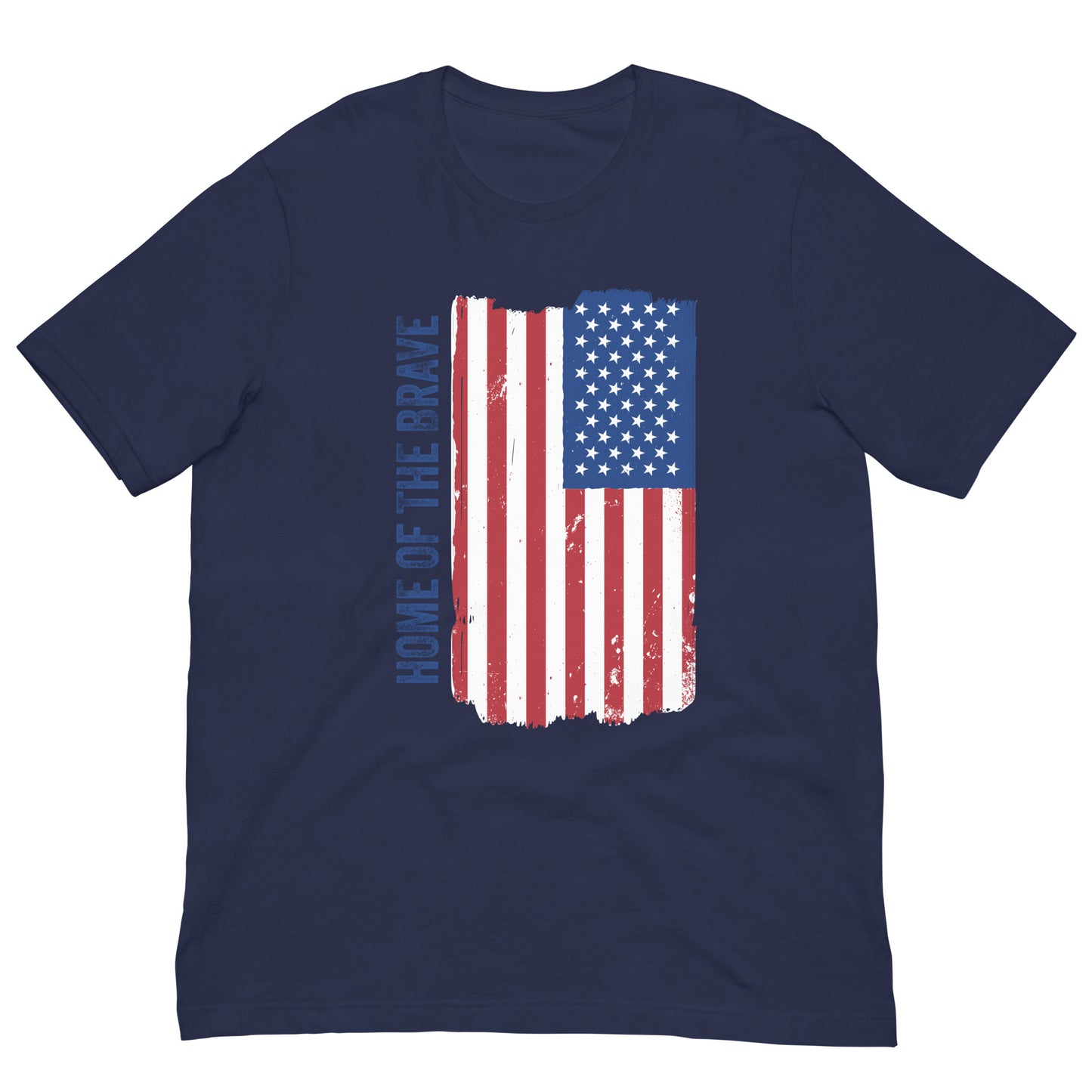 Home of the Brave USA Flag Tee Patriotic US American 4th of July Graphic Tee Shirt Bella + Canvas Unisex Short Sleeve T-Shirt