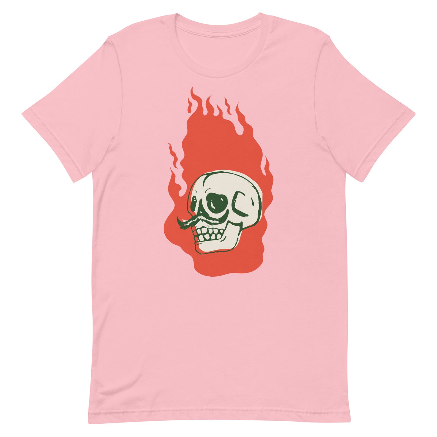 Mexican Flaming Skull Cinco De Mayo Tshirt Graphic Tee Shirt Bella + Canvas Unisex Short Sleeve T-Shirt