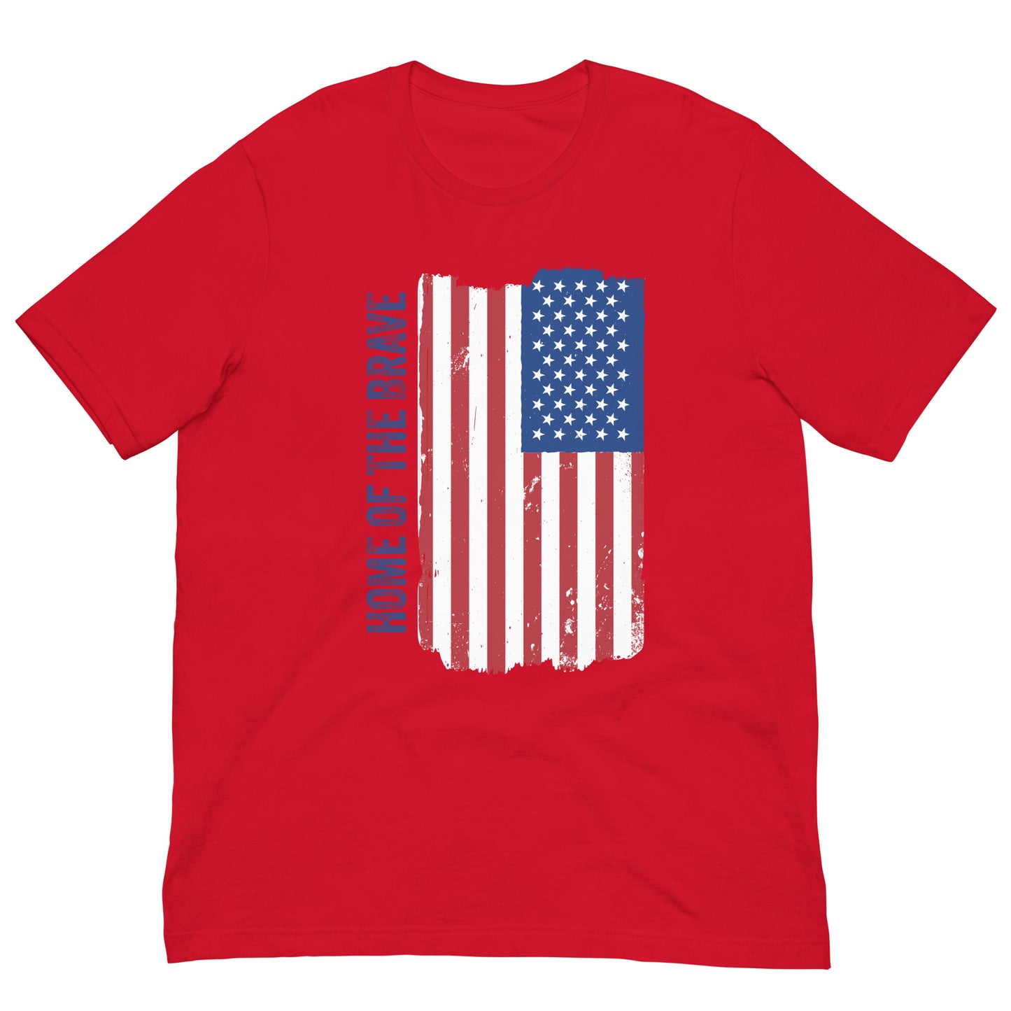 Home of the Brave USA Flag Tee Patriotic US American 4th of July Graphic Tee Shirt Bella + Canvas Unisex Short Sleeve T-Shirt