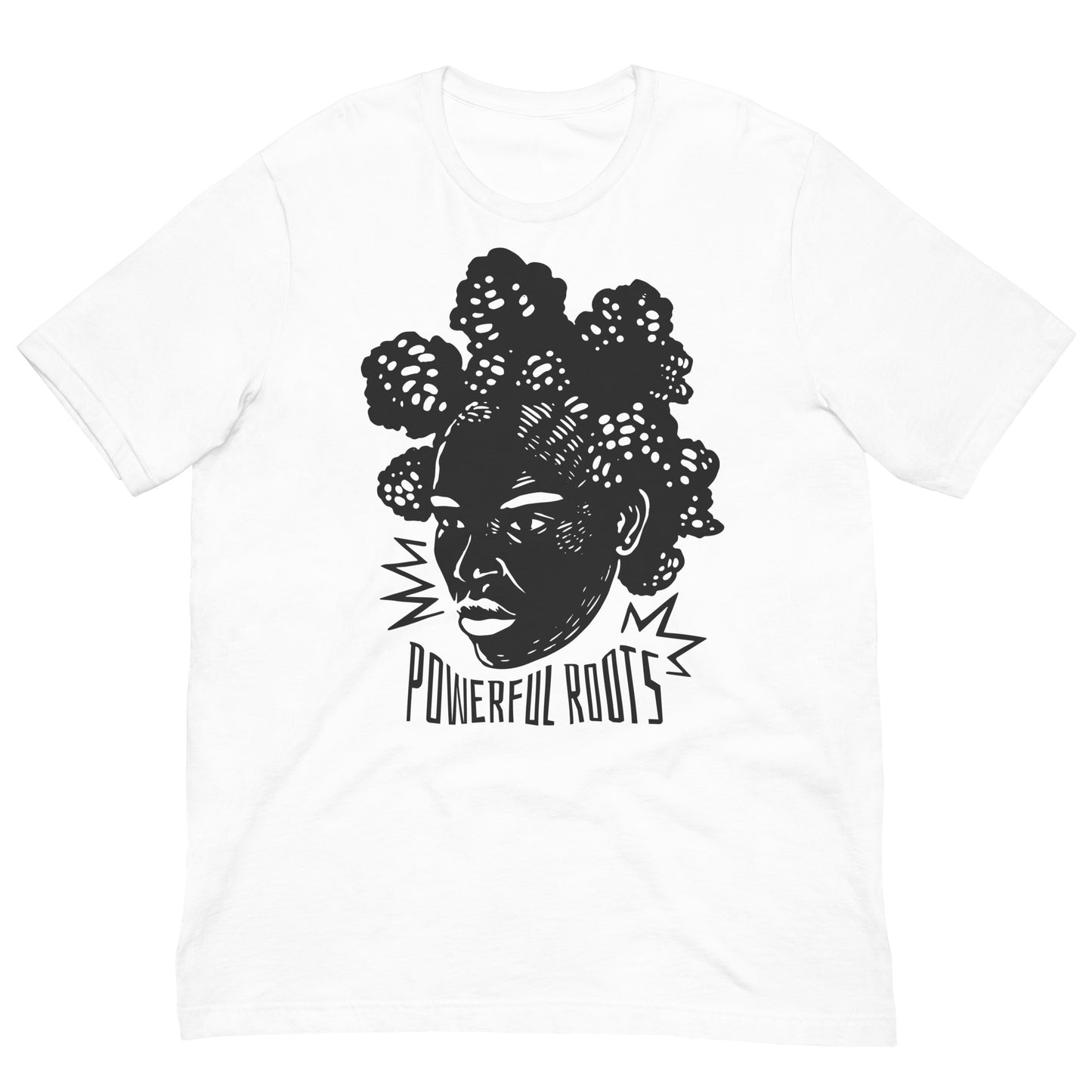 Powerful Roots Afro Graphic Tee Black History Month Shirt Bella + Canvas Unisex Short Sleeve T-Shirt