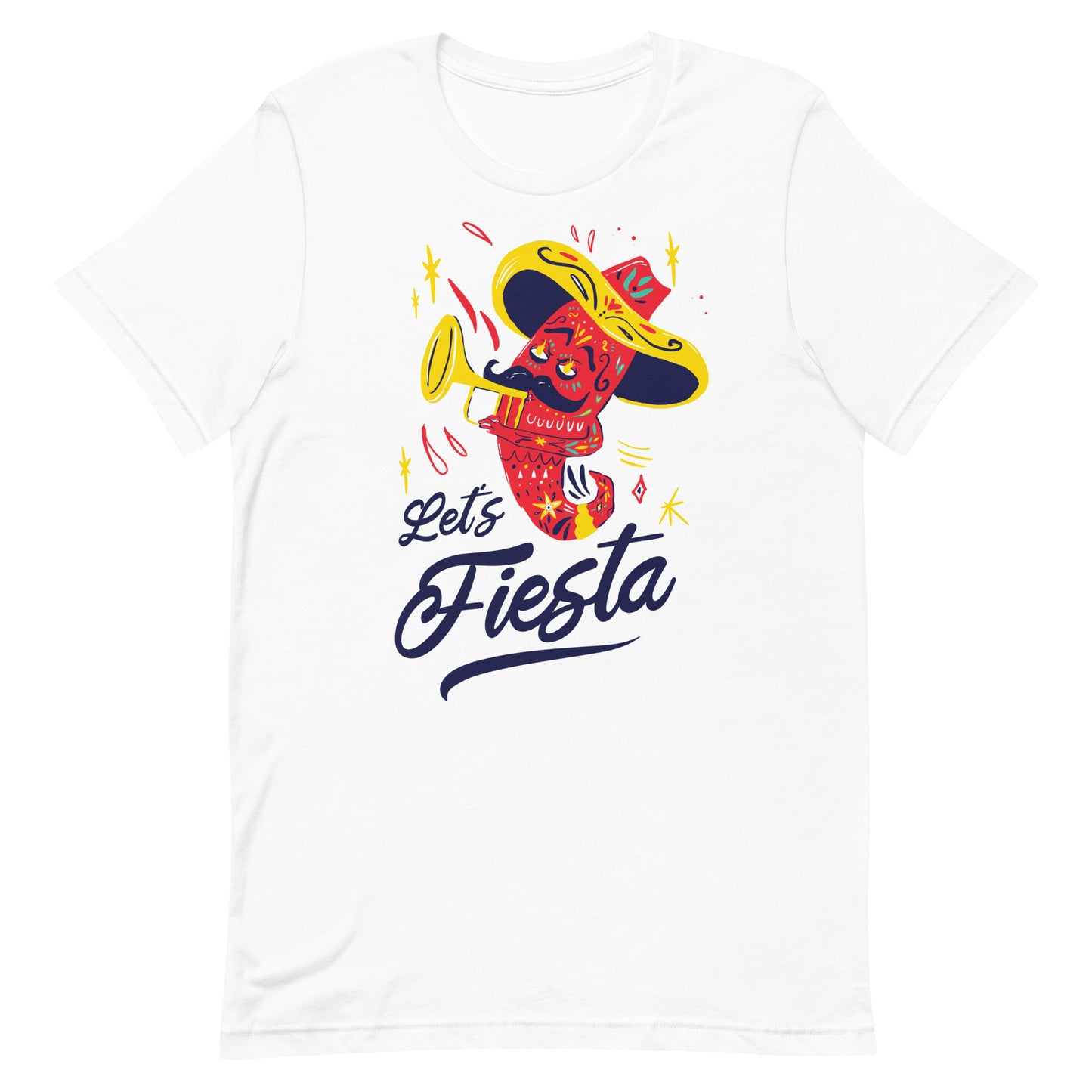 Let&#39;s Fiesta Cinco De Mayo Tshirt Graphic Tee Shirt Bella + Canvas Unisex Short Sleeve T-Shirt