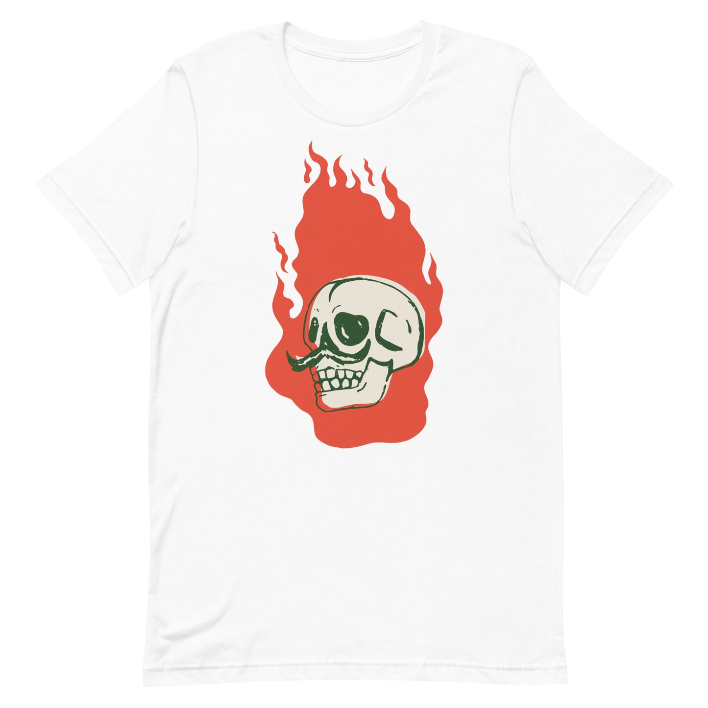 Mexican Flaming Skull Cinco De Mayo Tshirt Graphic Tee Shirt Bella + Canvas Unisex Short Sleeve T-Shirt