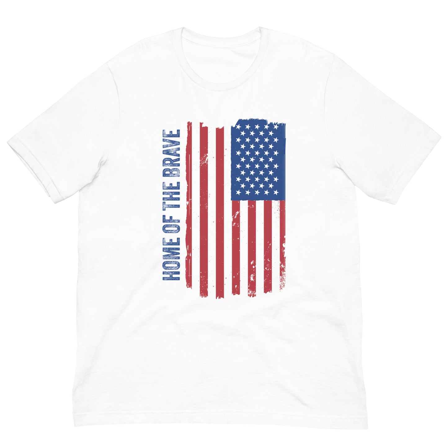 Home of the Brave USA Flag Tee Patriotic US American 4th of July Graphic Tee Shirt Bella + Canvas Unisex Short Sleeve T-Shirt