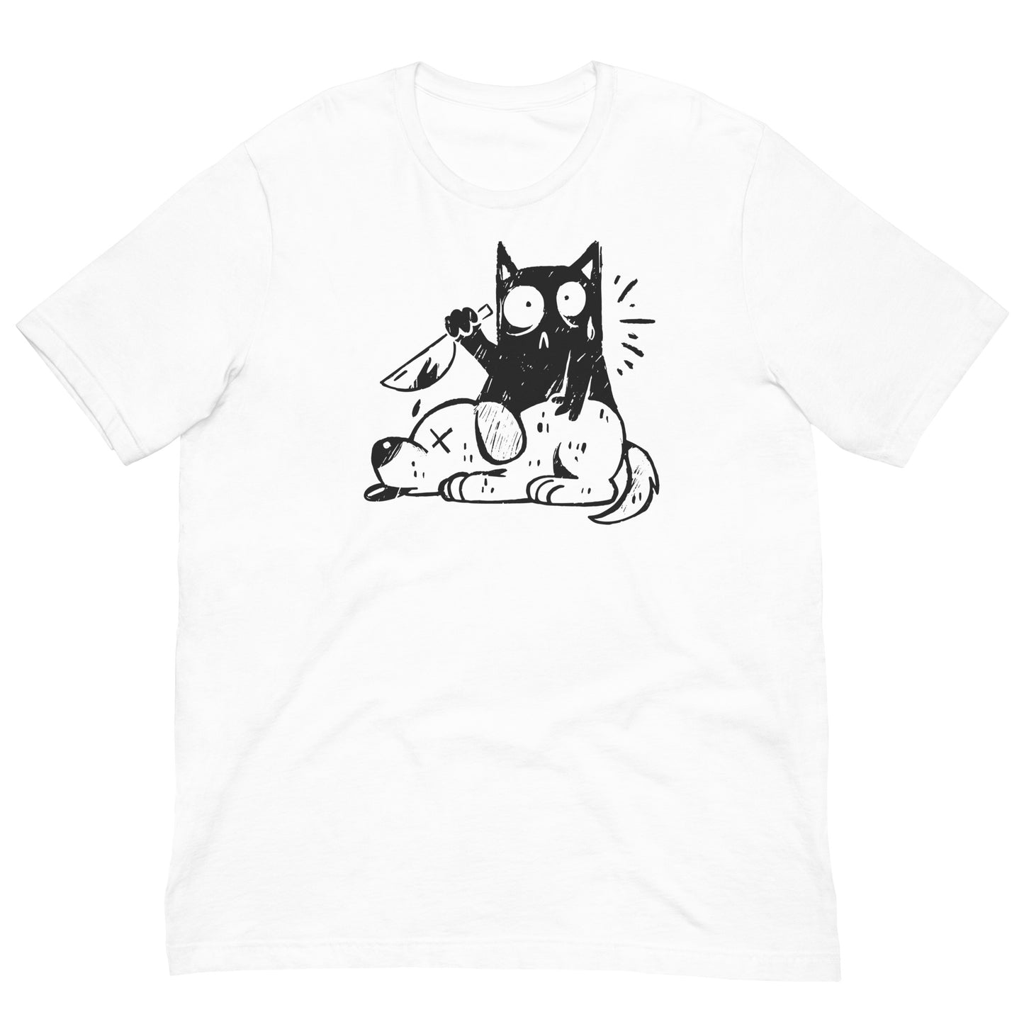 Cat Kills Dog Halloween Tshirt Graphic Tee Shirt Bella + Canvas Unisex Short Sleeve T-Shirt