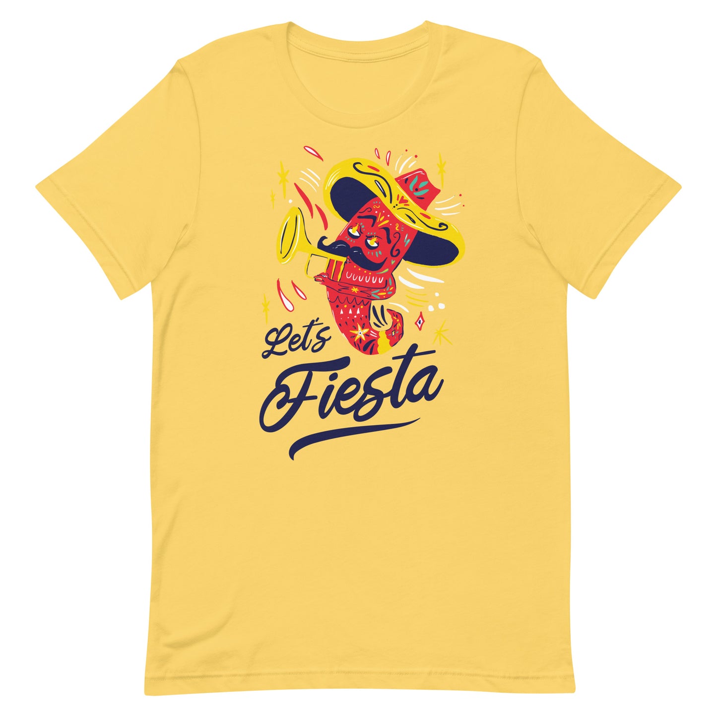 Let&#39;s Fiesta Cinco De Mayo Tshirt Graphic Tee Shirt Bella + Canvas Unisex Short Sleeve T-Shirt