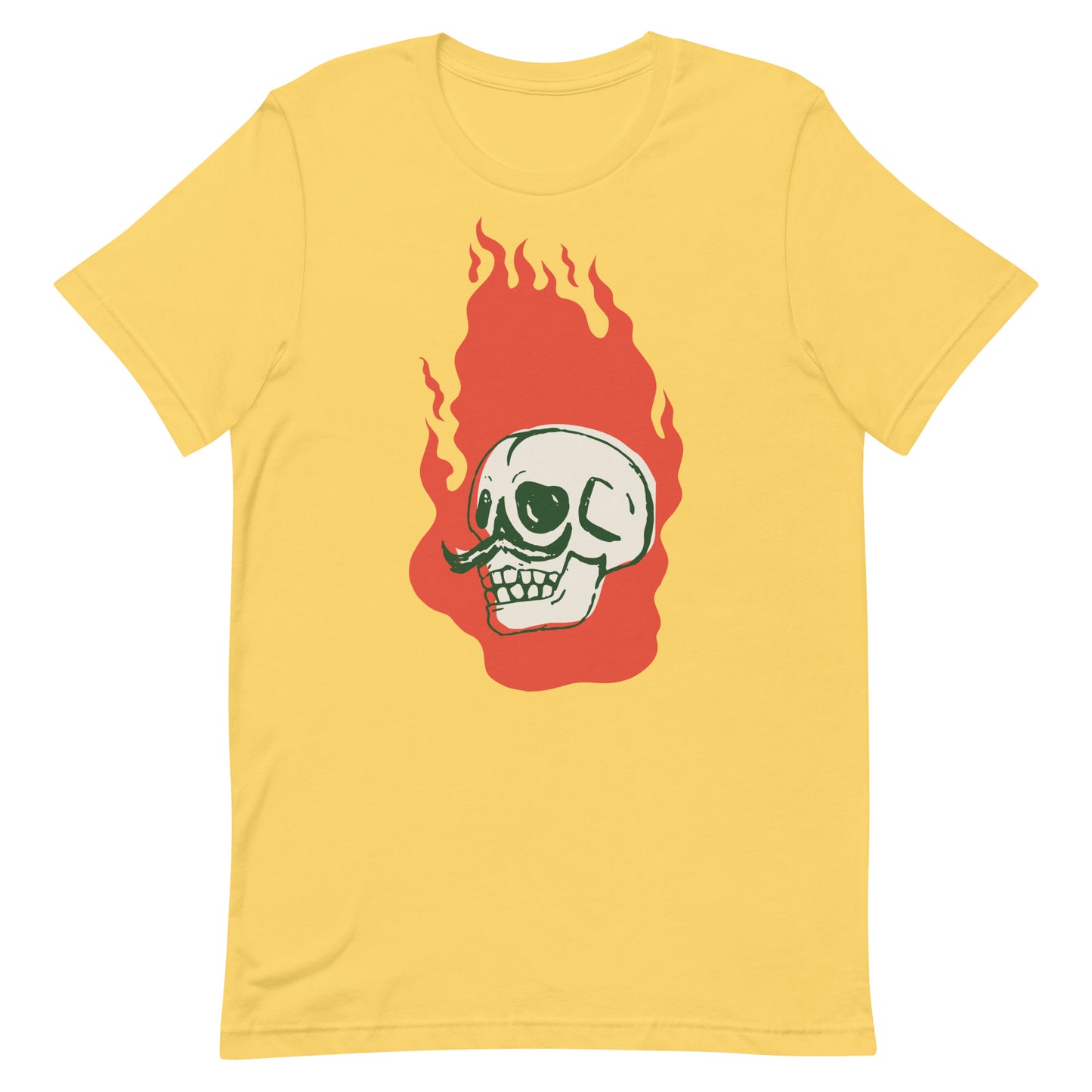 Mexican Flaming Skull Cinco De Mayo Tshirt Graphic Tee Shirt Bella + Canvas Unisex Short Sleeve T-Shirt