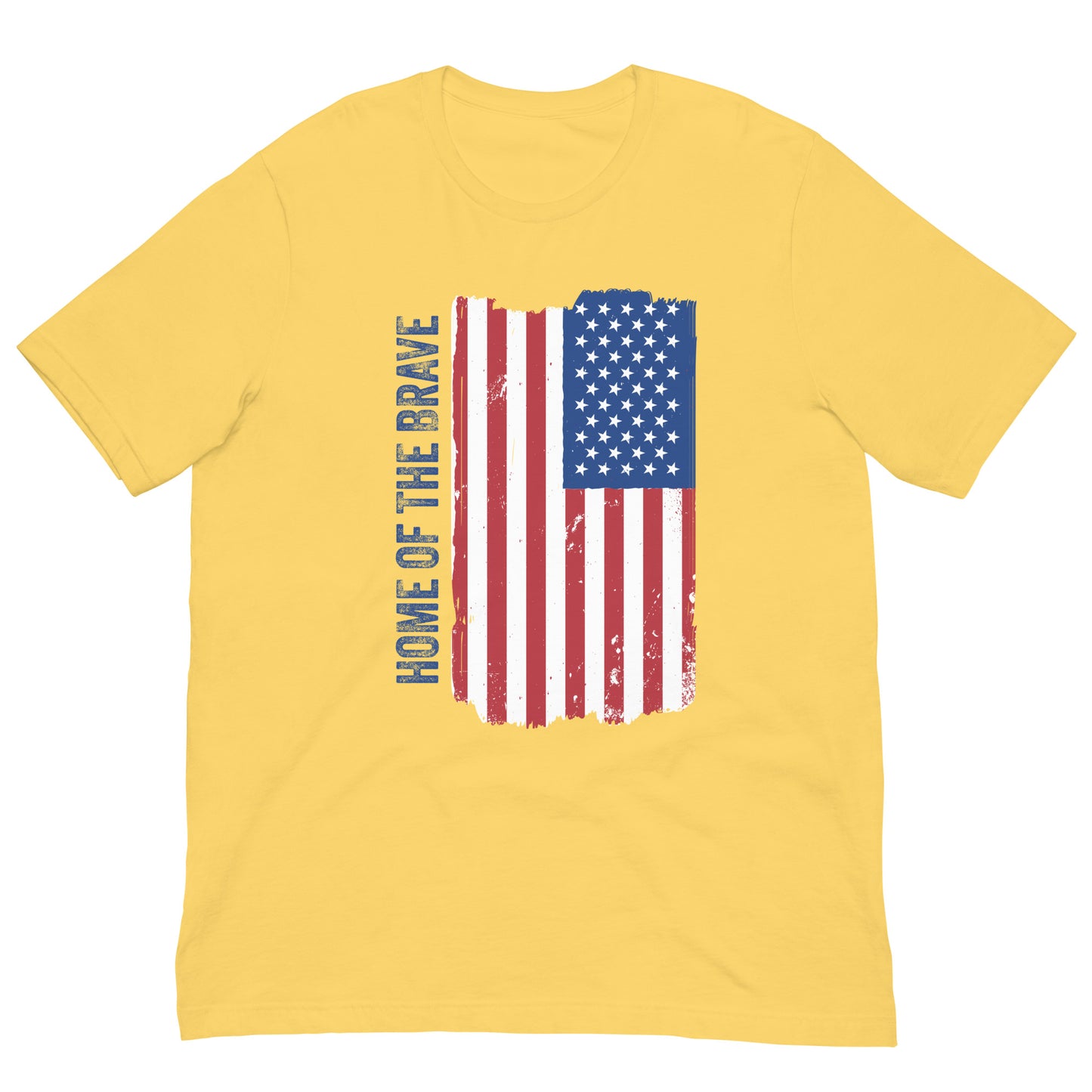 Home of the Brave USA Flag Tee Patriotic US American 4th of July Graphic Tee Shirt Bella + Canvas Unisex Short Sleeve T-Shirt